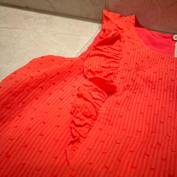 J. Crew Sleeveless Swiss Dot Ruffle Blouse - Picture 2 of 5